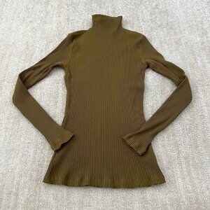Amour Vert Ribbed Turtleneck Sweater Green XS